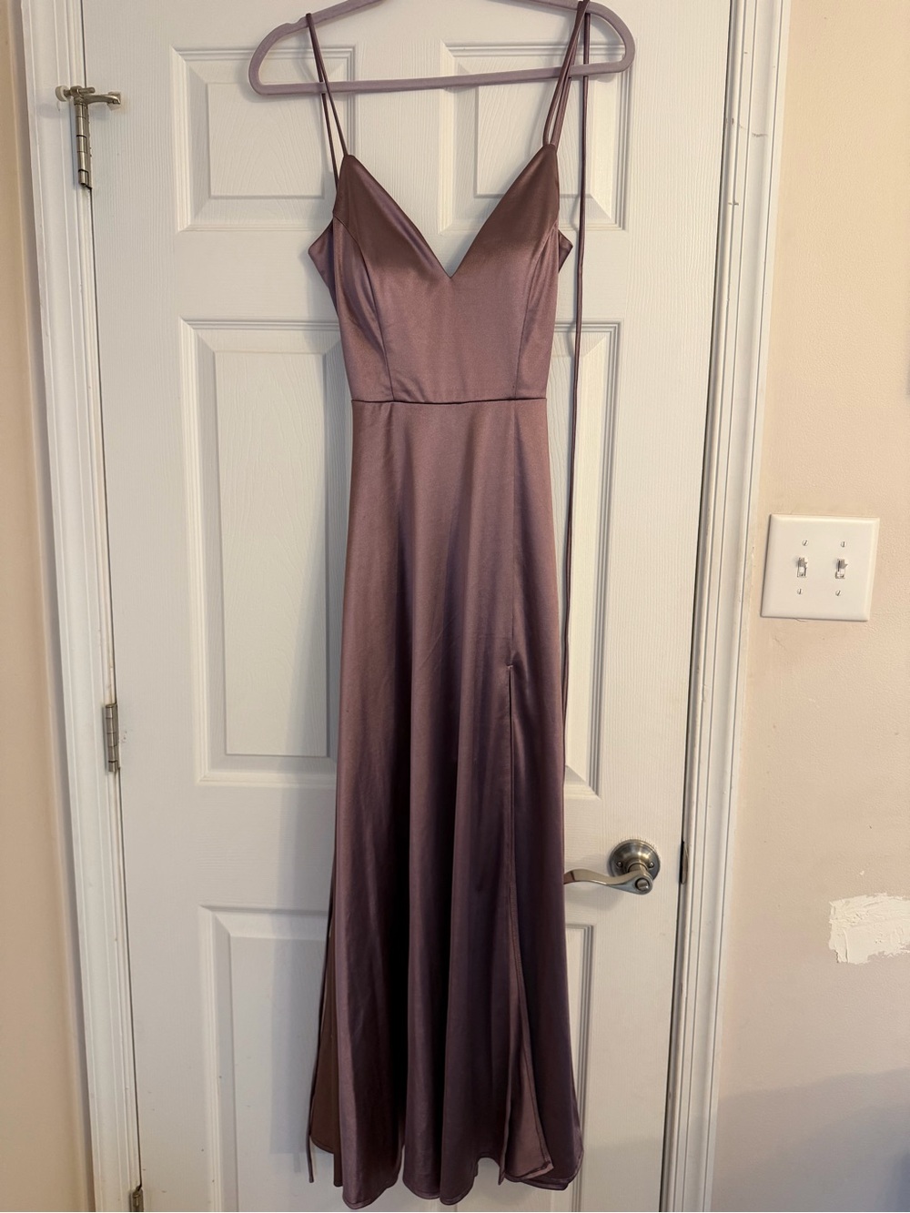 Windsor Mauve Satin V-Neck Maxi Dress